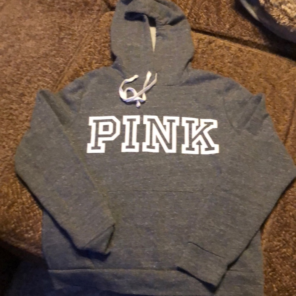 PINK Grey hooded sweatshirt